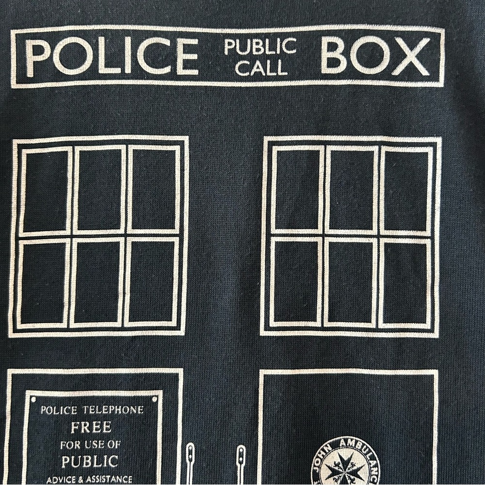 Her Universe Dr Who Tardis Union Jack navy blue cardigan sweater size medium - Picture 15 of 16